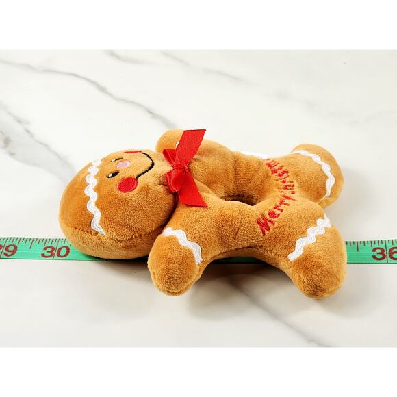 GUND Merry Christmas Gingerbread Rattle 5 1/4" Plush Toy Holidays Year 2000 Vtg - Picture 11 of 13